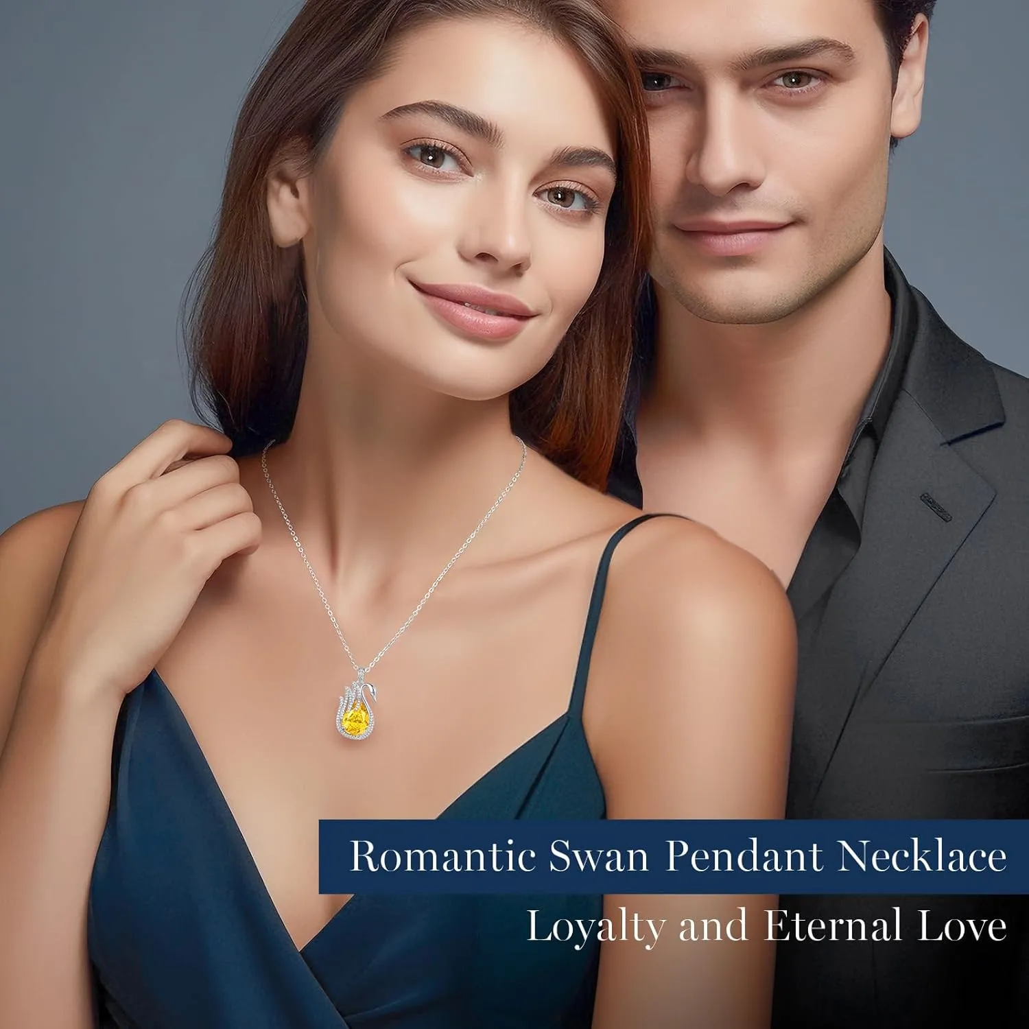 LOUISA SECRET Swan Waterdrop Heart Birthstone Necklaces for Women, 925 Sterling Silver Fine Jewelry, Pendant Heart Necklaces Birthday Anniversary Christmas Gift for Women Wife Mom Girlfriend Lady
