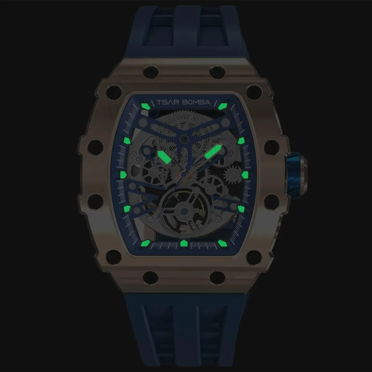 Luxury Mens Automatic Mechanical Watches - Japanese Movement Sapphire Glass - 50M Waterproof Men's Watch - Square Wrist Watches Silicone Band Luminous Elegant Gifts for Men