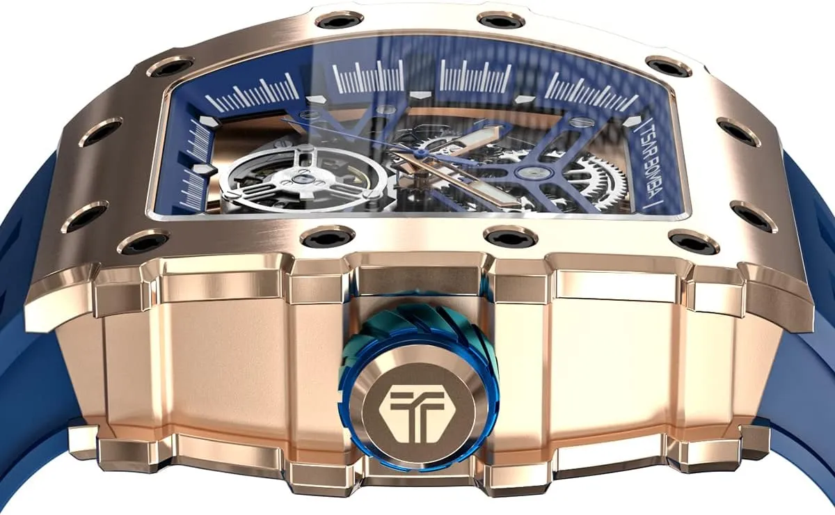 Luxury Mens Automatic Mechanical Watches - Japanese Movement Sapphire Glass - 50M Waterproof Men's Watch - Square Wrist Watches Silicone Band Luminous Elegant Gifts for Men