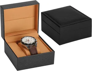 Luxury Single Watch Gift Box for Men Women, Single Watch Bracelet Bangle Jewelry Holder Storage Box Display Case Organizer (Black Style 2)