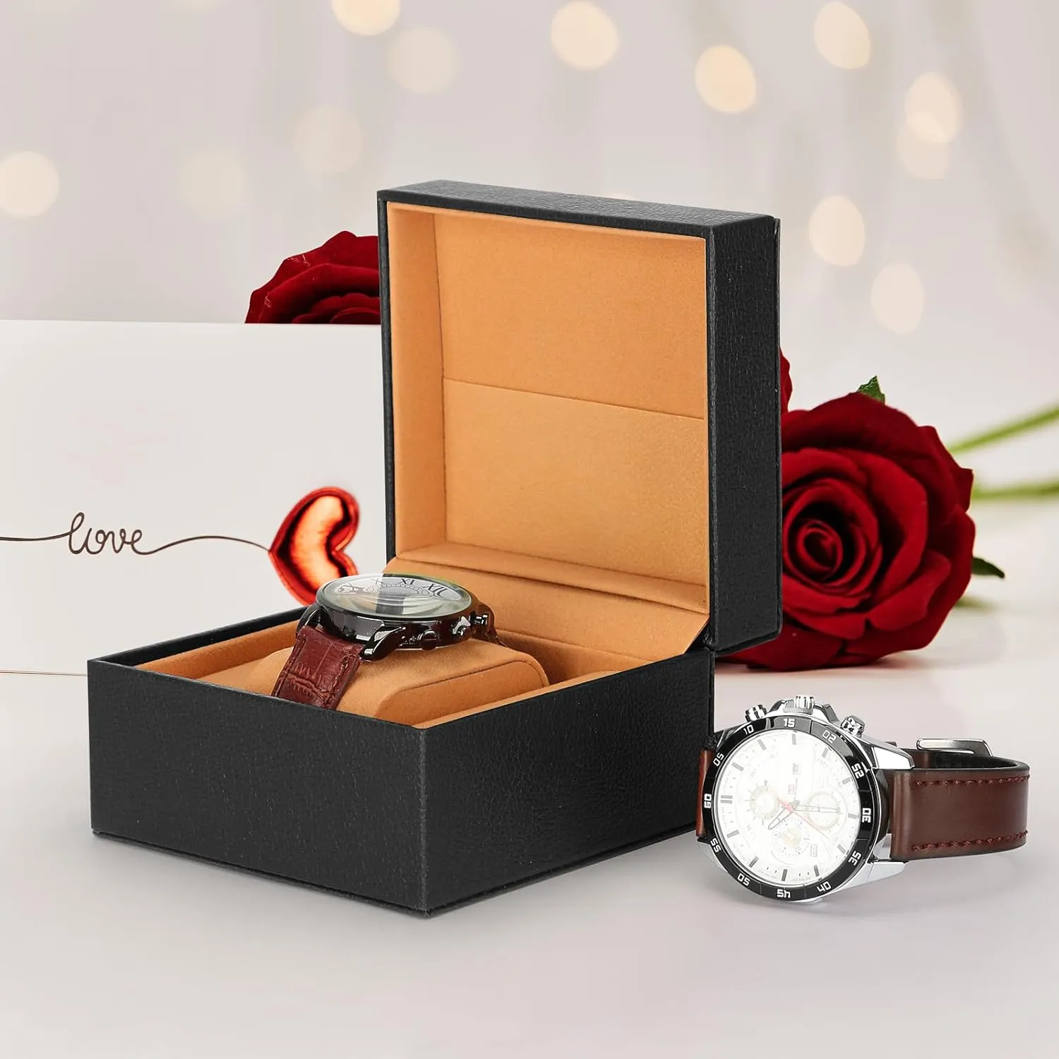 Luxury Single Watch Gift Box for Men Women, Single Watch Bracelet Bangle Jewelry Holder Storage Box Display Case Organizer (Black Style 2)