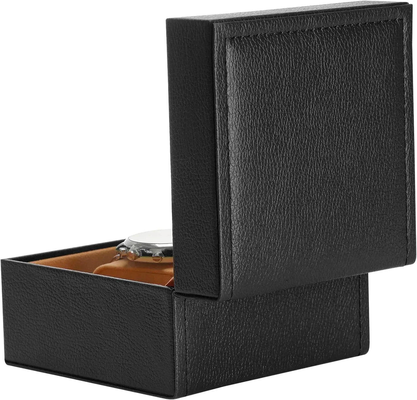 Luxury Single Watch Gift Box for Men Women, Single Watch Bracelet Bangle Jewelry Holder Storage Box Display Case Organizer (Black Style 2)