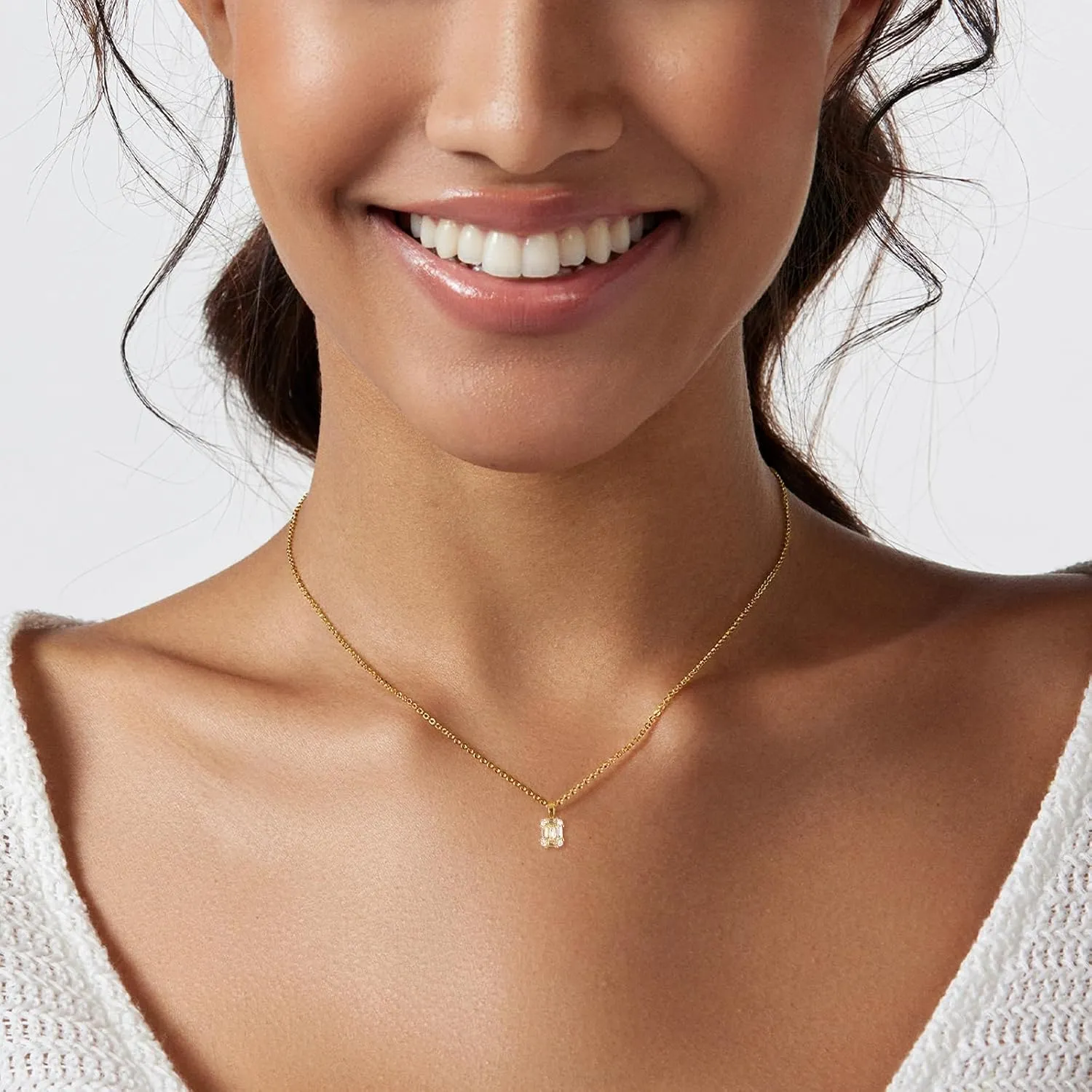 Luxval Diamond Pendant Gold Necklace for WomenDainty 18k Gold Plated Choker Necklaces Simple Gold Jewelry Gifts for Women Girls