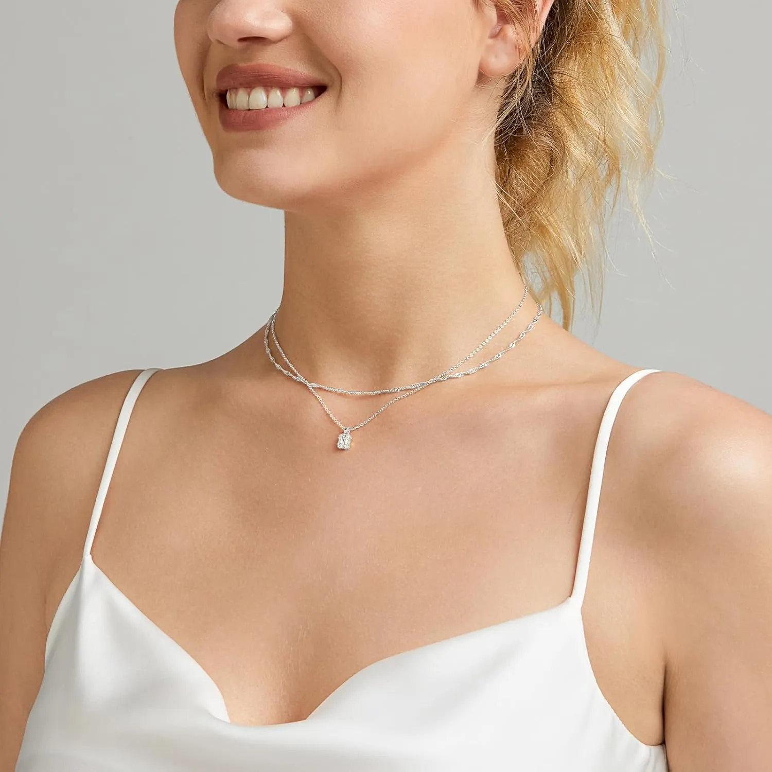 Luxval Diamond Pendant Gold Necklace for WomenDainty 18k Gold Plated Choker Necklaces Simple Gold Jewelry Gifts for Women Girls