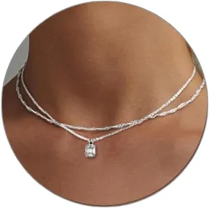 Luxval Diamond Pendant Gold Necklace for WomenDainty 18k Gold Plated Choker Necklaces Simple Gold Jewelry Gifts for Women Girls