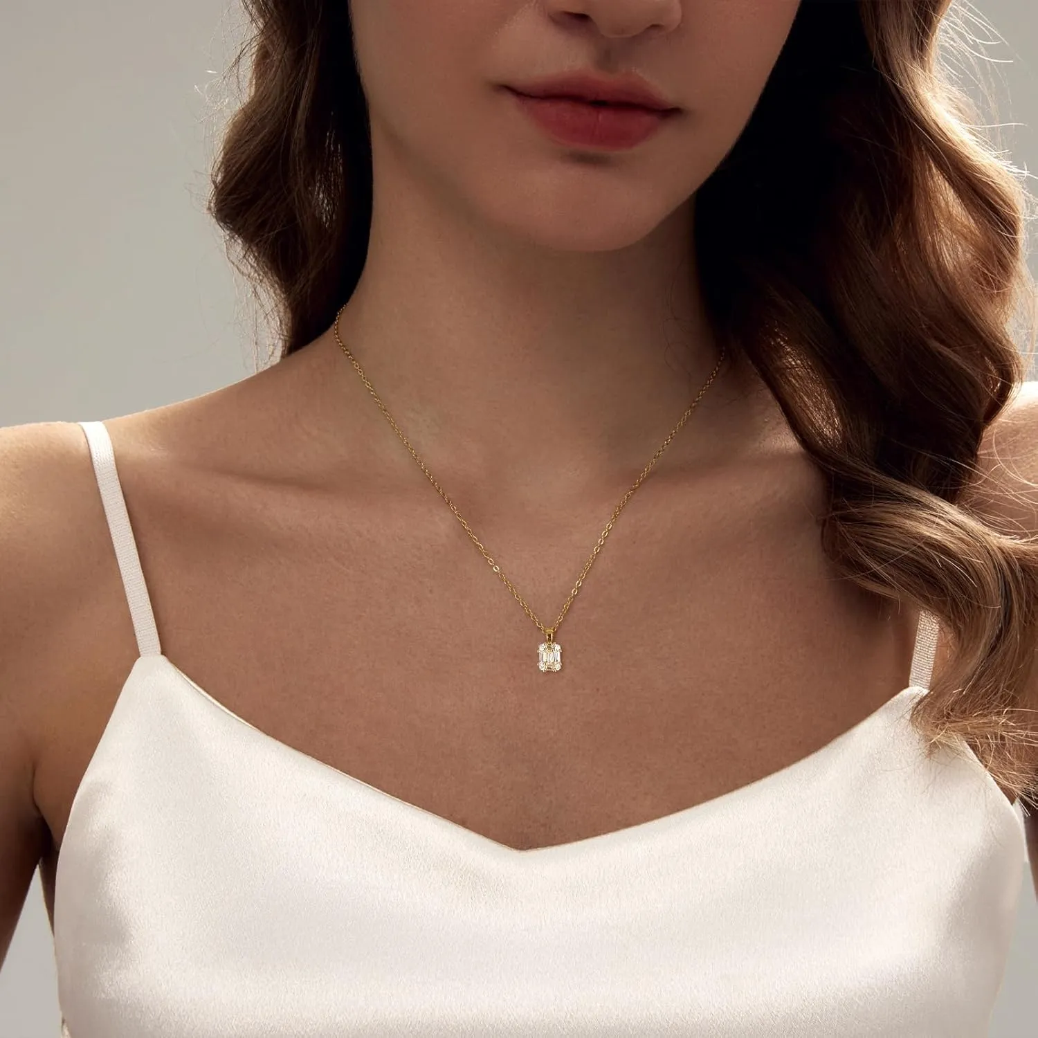Luxval Diamond Pendant Gold Necklace for WomenDainty 18k Gold Plated Choker Necklaces Simple Gold Jewelry Gifts for Women Girls