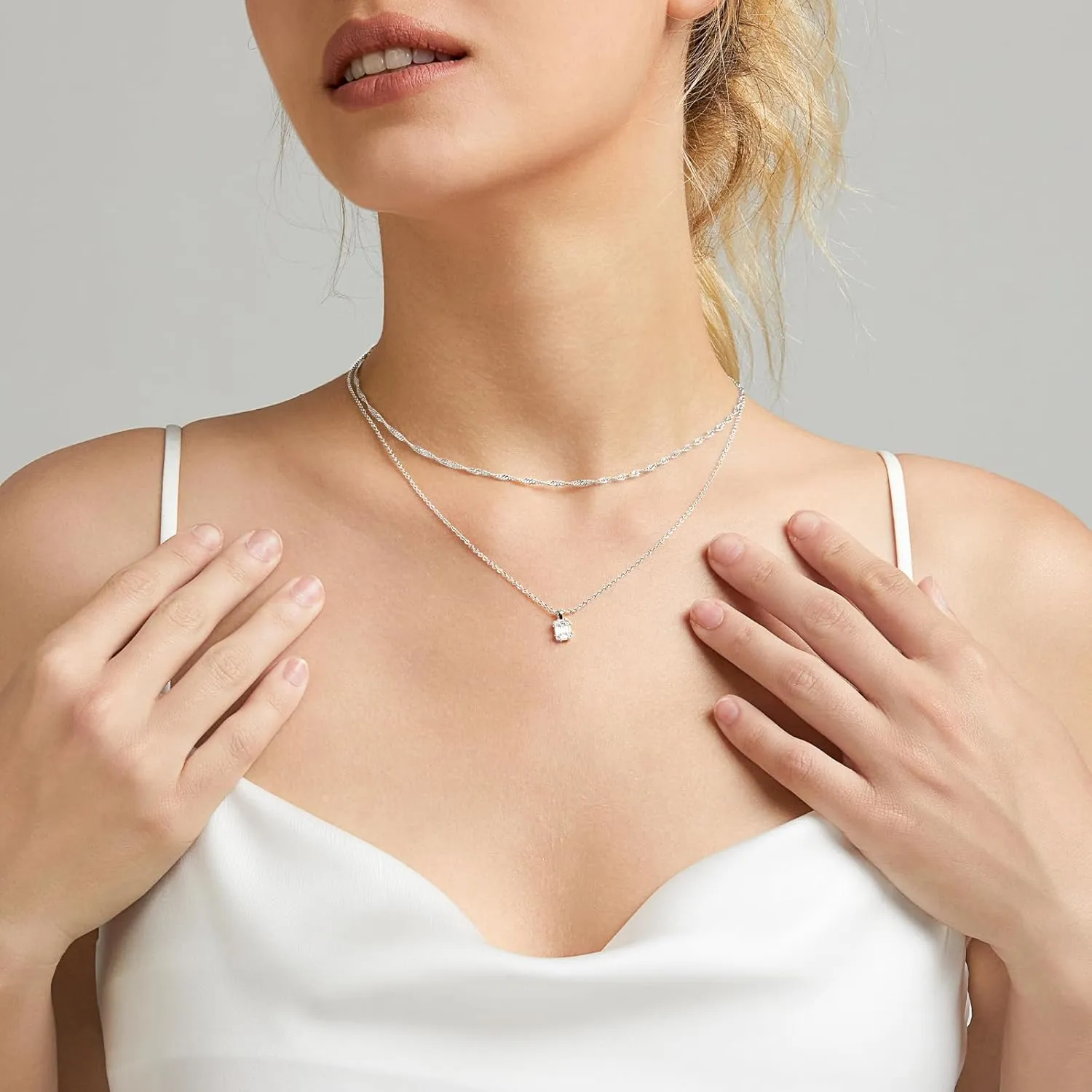 Luxval Diamond Pendant Gold Necklace for WomenDainty 18k Gold Plated Choker Necklaces Simple Gold Jewelry Gifts for Women Girls