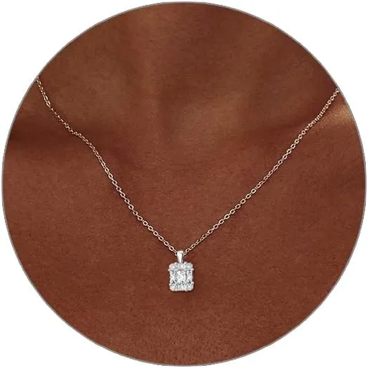 Luxval Diamond Pendant Gold Necklace for WomenDainty 18k Gold Plated Choker Necklaces Simple Gold Jewelry Gifts for Women Girls