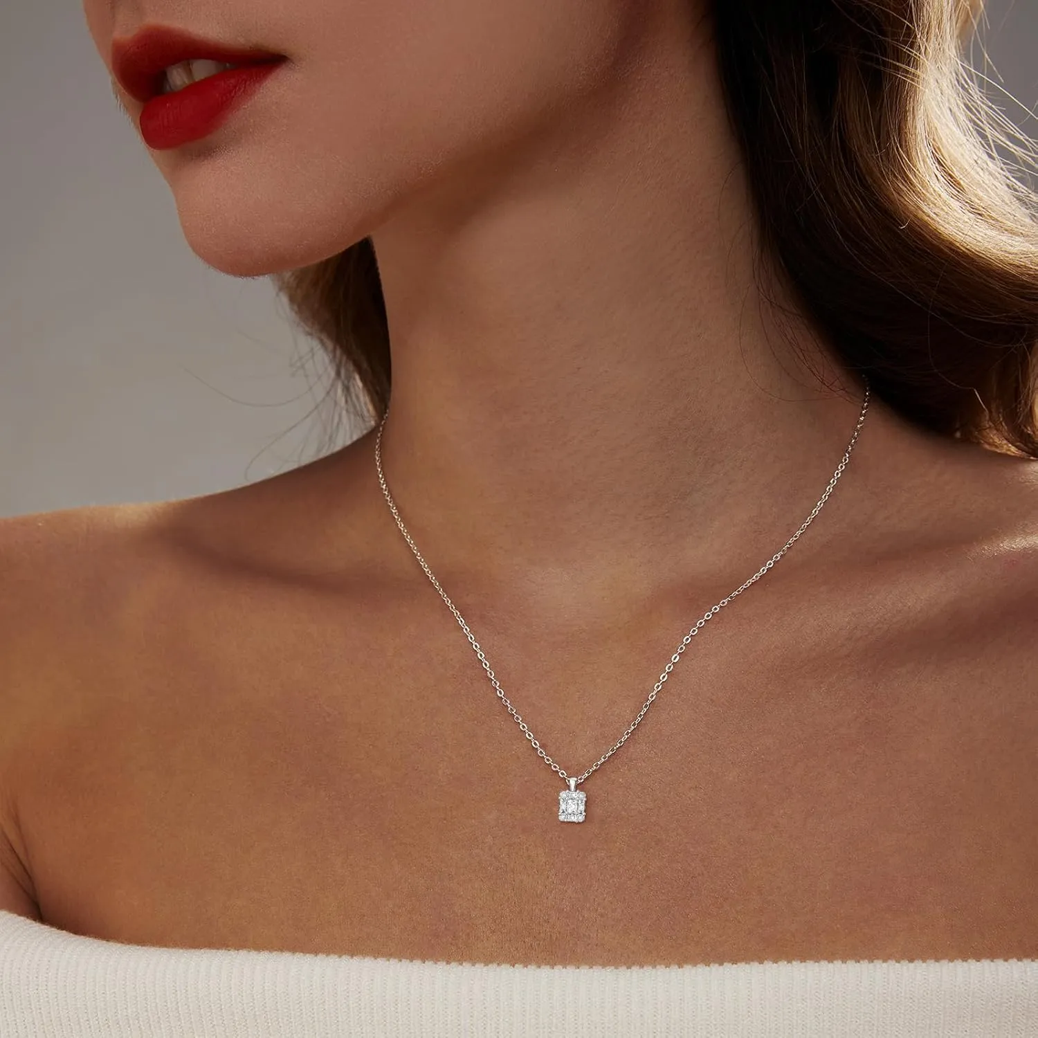 Luxval Diamond Pendant Gold Necklace for WomenDainty 18k Gold Plated Choker Necklaces Simple Gold Jewelry Gifts for Women Girls