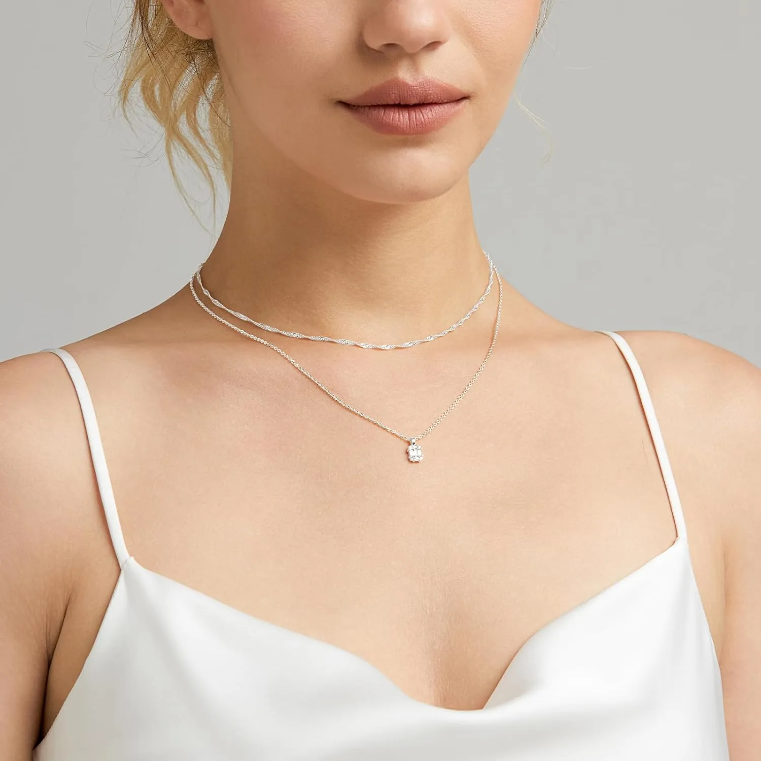 Luxval Diamond Pendant Gold Necklace for WomenDainty 18k Gold Plated Choker Necklaces Simple Gold Jewelry Gifts for Women Girls