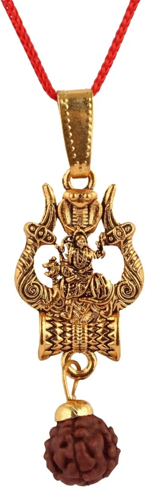 Maa Durga Devi Religious Goddess Pendant with Rudrakha and Damru for Men Women