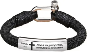 Mai & Claire 925 Sterling Silver Bible Verse Bracelet For Men And Women - Nautical Screw Anchor Shackle Jesus Scripture Quote Bracelet Inspiring Faith Prayer Christian Jewelry