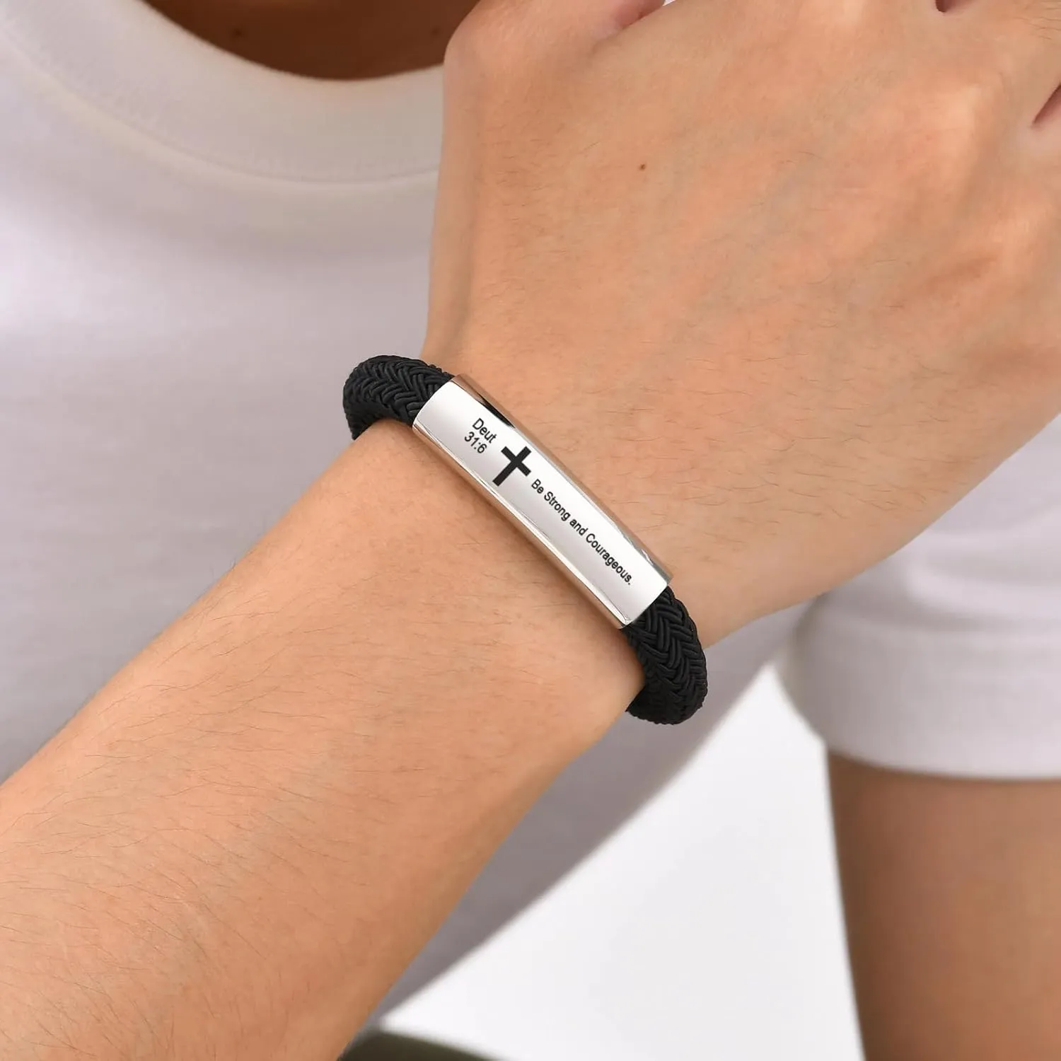 Mai & Claire 925 Sterling Silver Bible Verse Bracelet For Men And Women - Nautical Screw Anchor Shackle Jesus Scripture Quote Bracelet Inspiring Faith Prayer Christian Jewelry