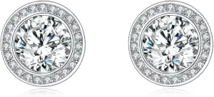 MALOYANVE Crystal Round Earrings Exquisite Sparkly Small Lightweight Circle Rhinestone Cubic Zirconia Stud Earrings Wedding Jewelry Gifts for Women