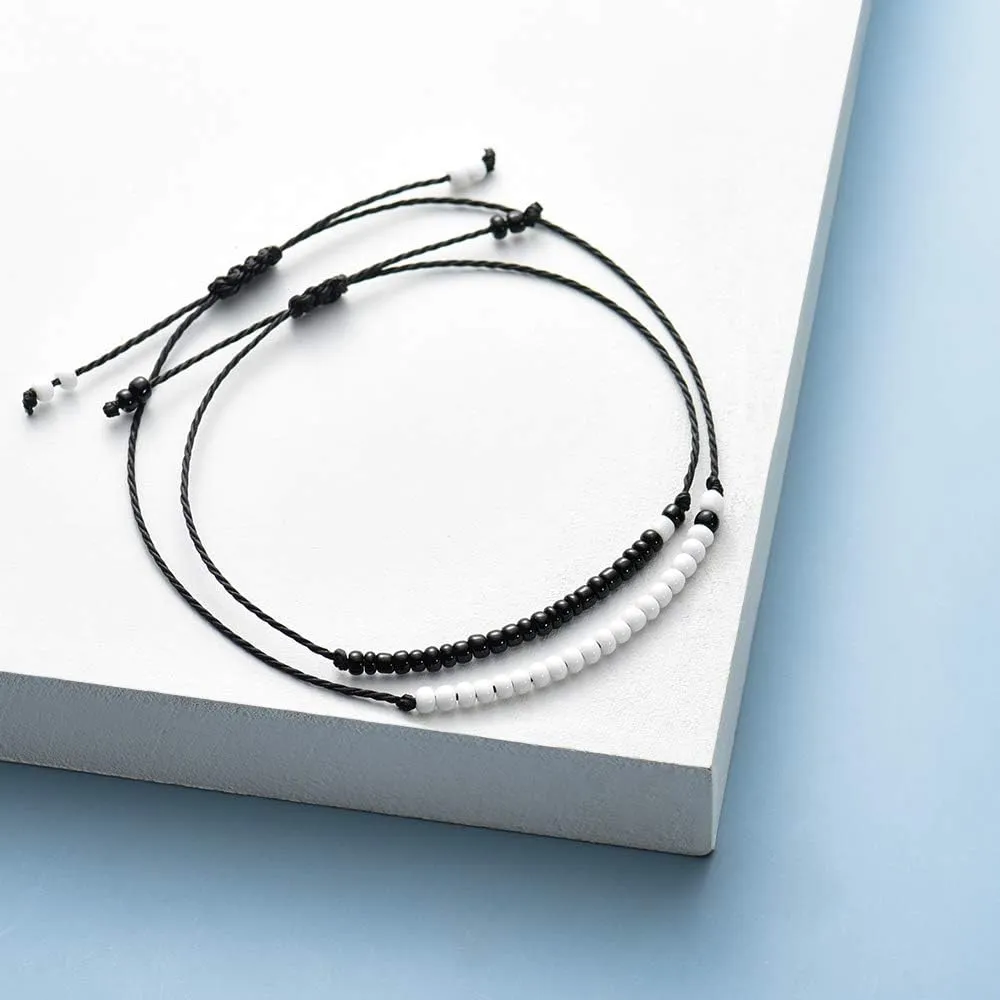 MANVEN Matching Bracelets for Couples Best Friends Pinky Promise Bracelets Birthday Gifts for Family Sister Women Men