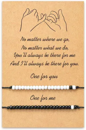 MANVEN Matching Bracelets for Couples Best Friends Pinky Promise Bracelets Birthday Gifts for Family Sister Women Men