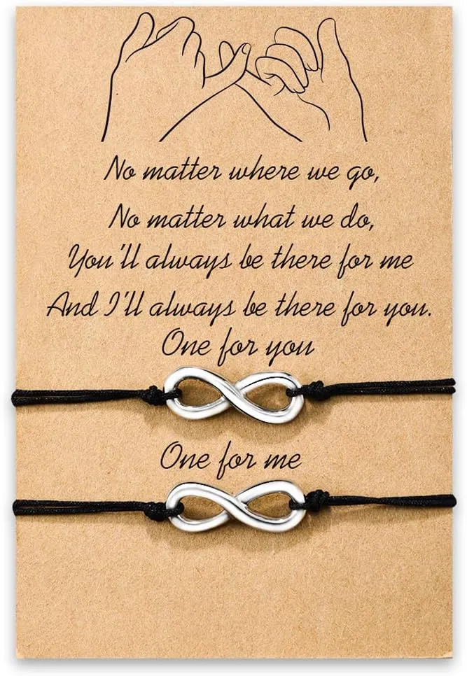 MANVEN Matching Bracelets for Couples Best Friends Pinky Promise Bracelets Birthday Gifts for Family Sister Women Men