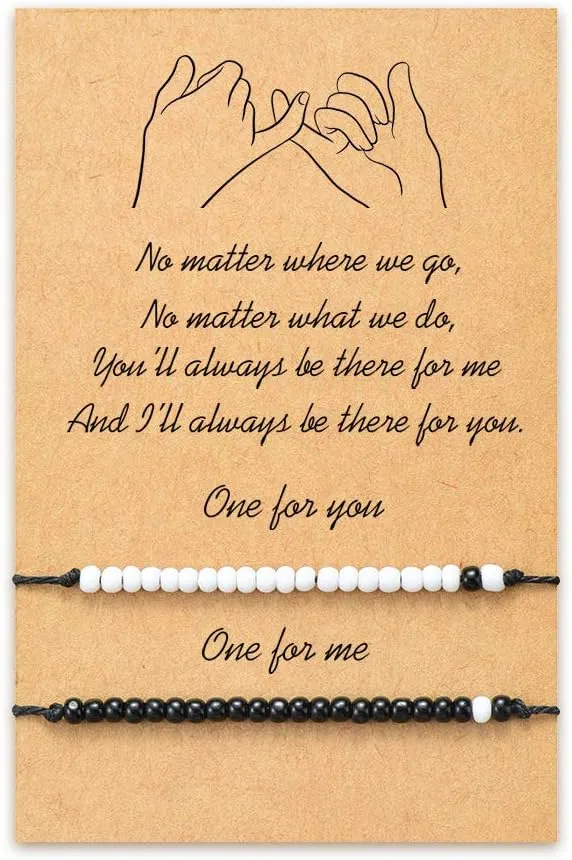 MANVEN Matching Bracelets for Couples Best Friends Pinky Promise Bracelets Birthday Gifts for Family Sister Women Men