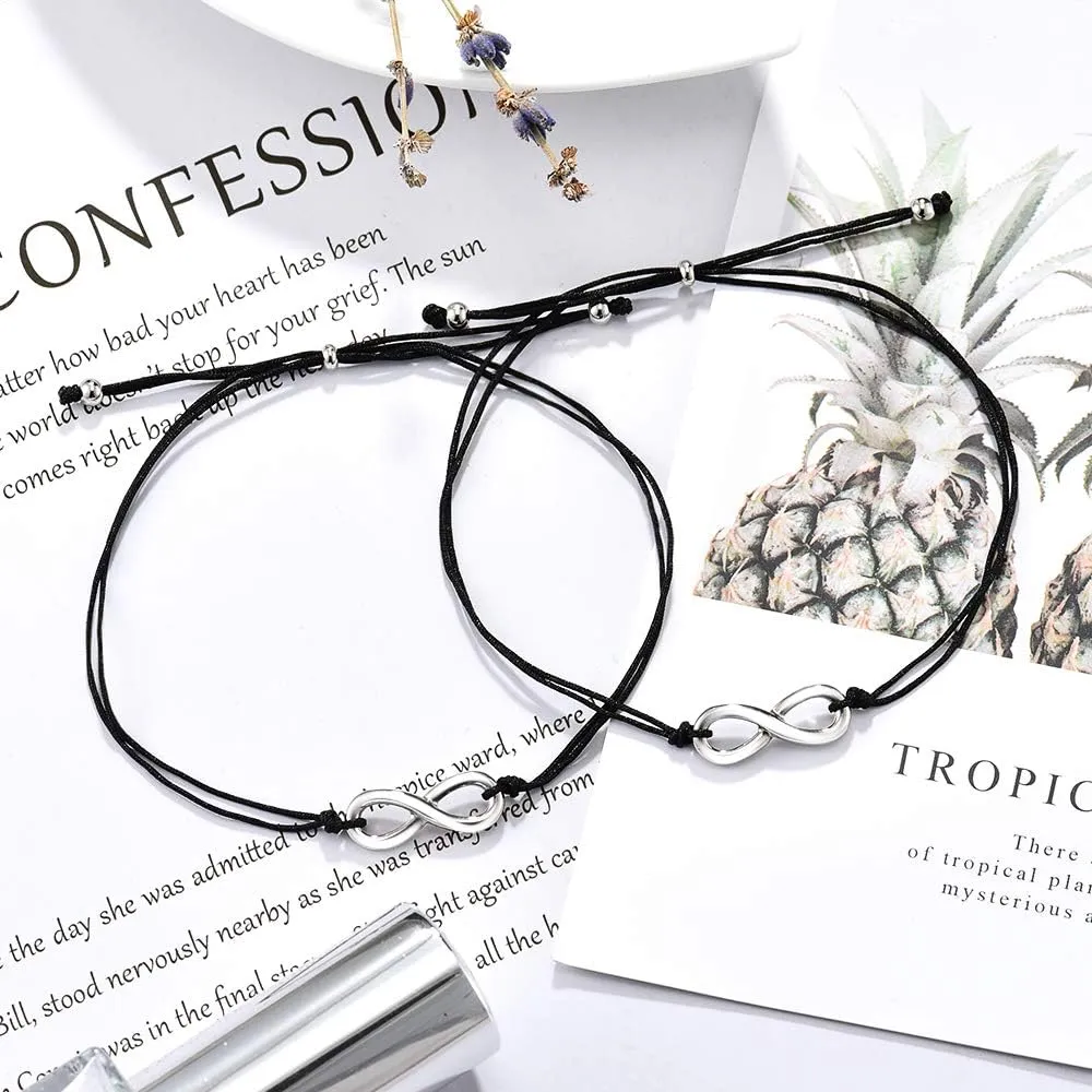 MANVEN Matching Bracelets for Couples Best Friends Pinky Promise Bracelets Birthday Gifts for Family Sister Women Men