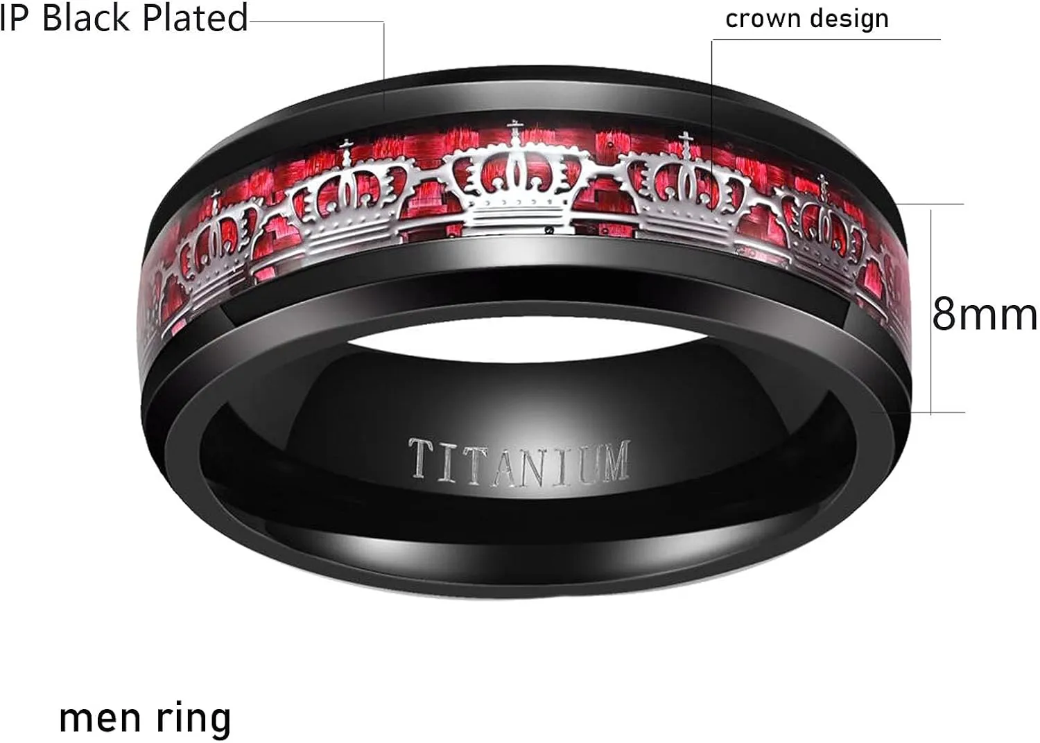 MASHAN Couple Rings Matching Rings His Her Ring Red CZ Women's Wedding Ring Crown Rings