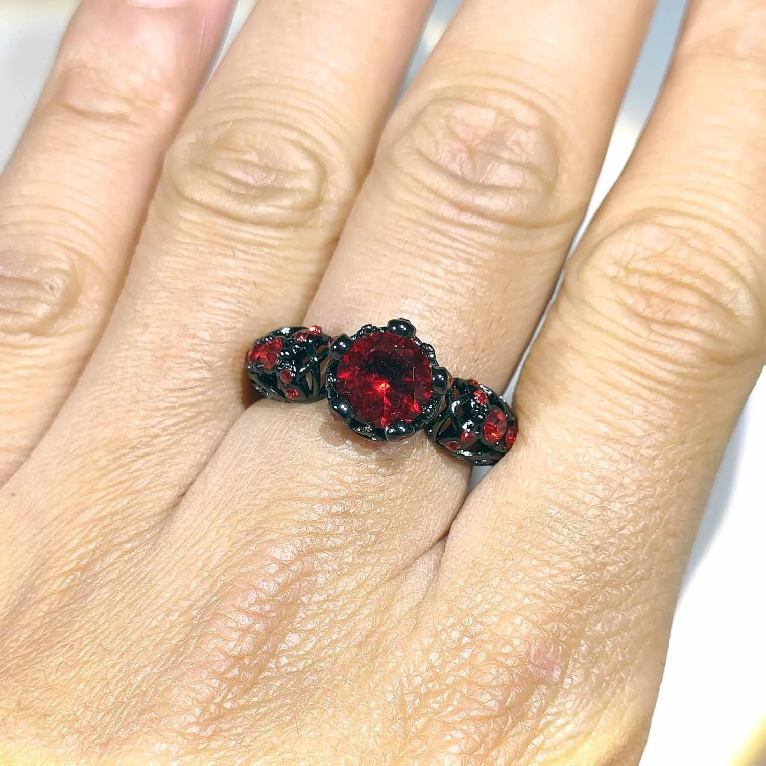 MASHAN Couple Rings Matching Rings His Her Ring Red CZ Women's Wedding Ring Crown Rings