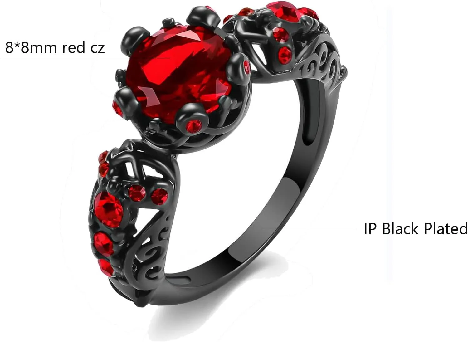 MASHAN Couple Rings Matching Rings His Her Ring Red CZ Women's Wedding Ring Crown Rings