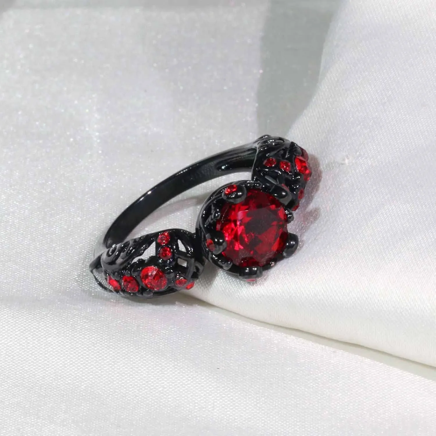 MASHAN Couple Rings Matching Rings His Her Ring Red CZ Women's Wedding Ring Crown Rings