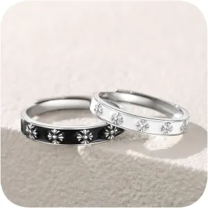 Matching Promise Rings for Couples 925 Silver Plated Engagement Wedding Ring Open Band Sets for Him and Her Cubic Zirconia Crystal Jewelry Gift for Girlfriend Boyfriend Size Adjustable