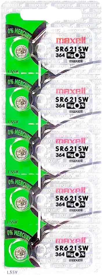 Maxell Watch Battery Button cell SR621SW SR-621SW 364 (Pack of 5)