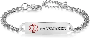 Medical Alert Bracelets for Women Adjustable Personalized Free Engrave Medical ID Bracelets 6.5-8 Inch