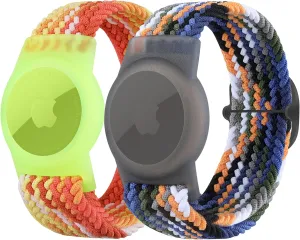 Meliya 2 Pack Wristband Compatible with Apple AirTag Holder for Kids, Protective Case for Air Tag GPS Tracker Holder with Adjustable Nylon Bracelet Watch Band for Toddler Child