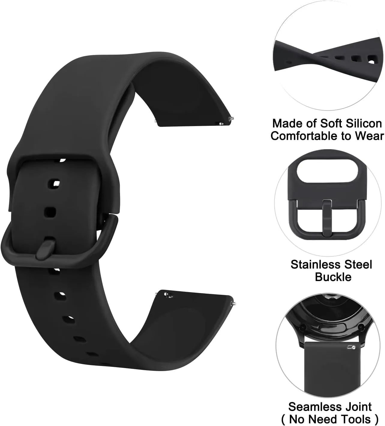 Meliya Silicone Watch Bands, Quick Release 20mm 22mm Soft Silicone Replacement Watch Strap for Women Men