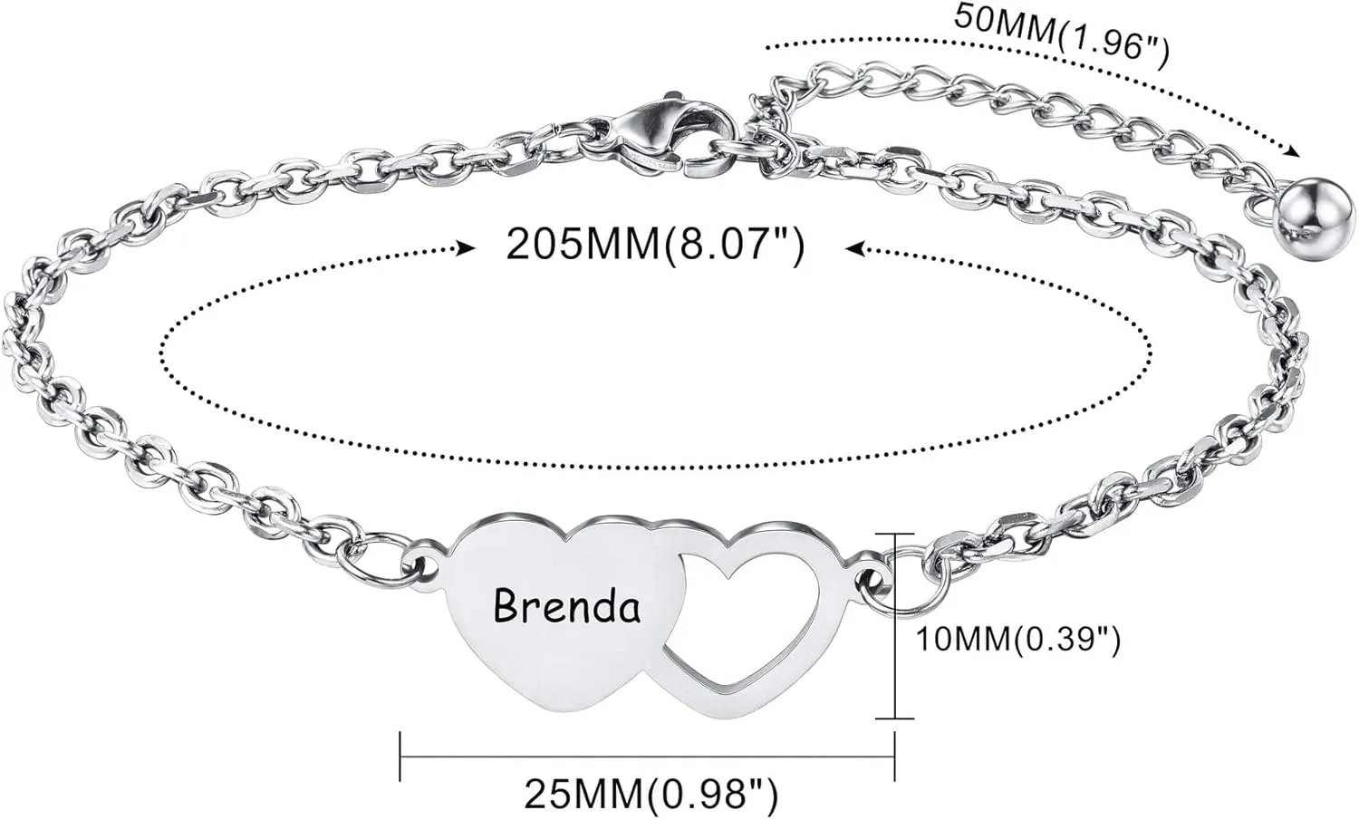 MeMeDIY 2/3 PCS Friendship Bracelets Best Friend Bracelet Set in Stainless Steel Personalized Names for Sisters BFF Women Birthday Wedding Bridesmaid Gifts