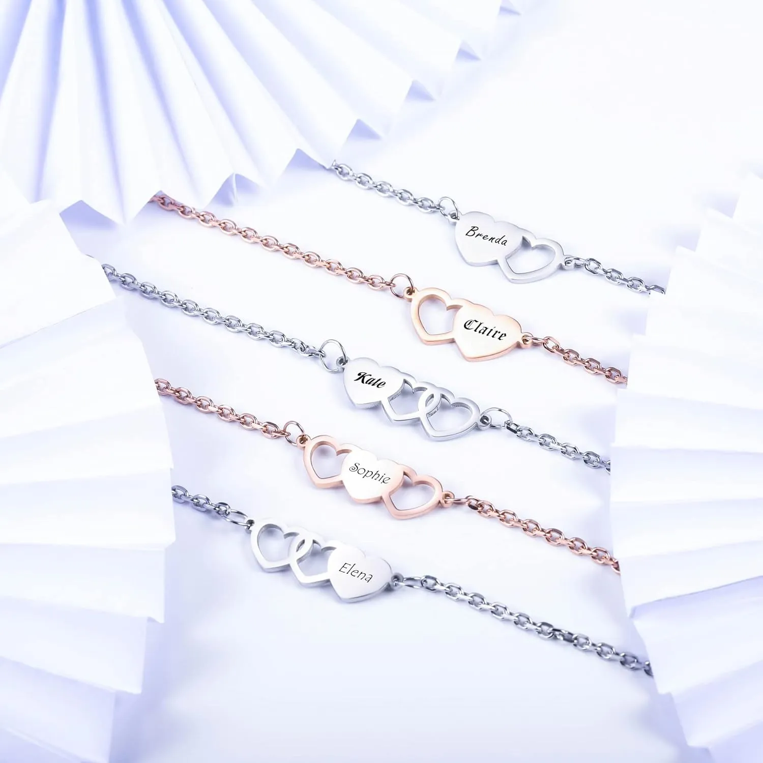 MeMeDIY 2/3 PCS Friendship Bracelets Best Friend Bracelet Set in Stainless Steel Personalized Names for Sisters BFF Women Birthday Wedding Bridesmaid Gifts
