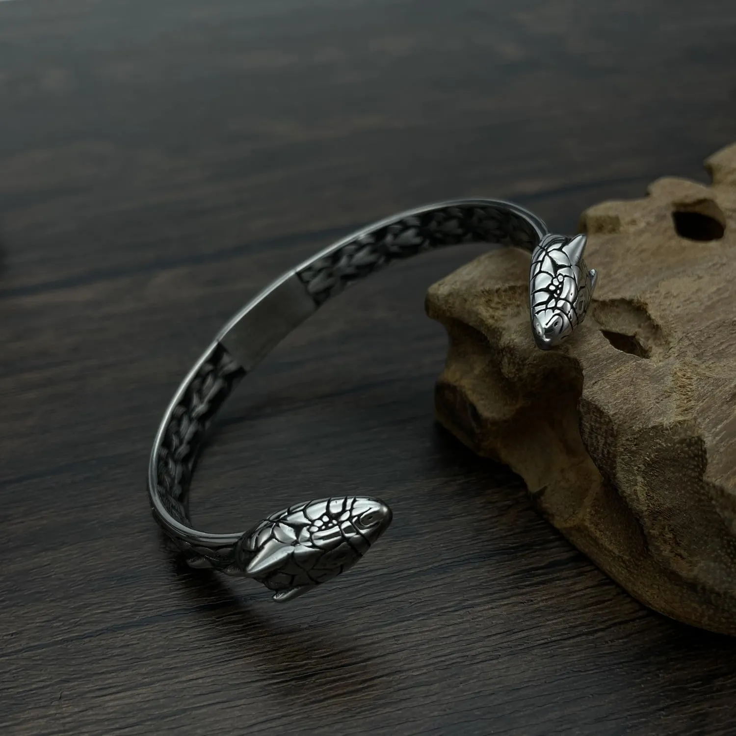 Men Cuff Bracelet Jewelry Stainless Steel Open Bangle Gift