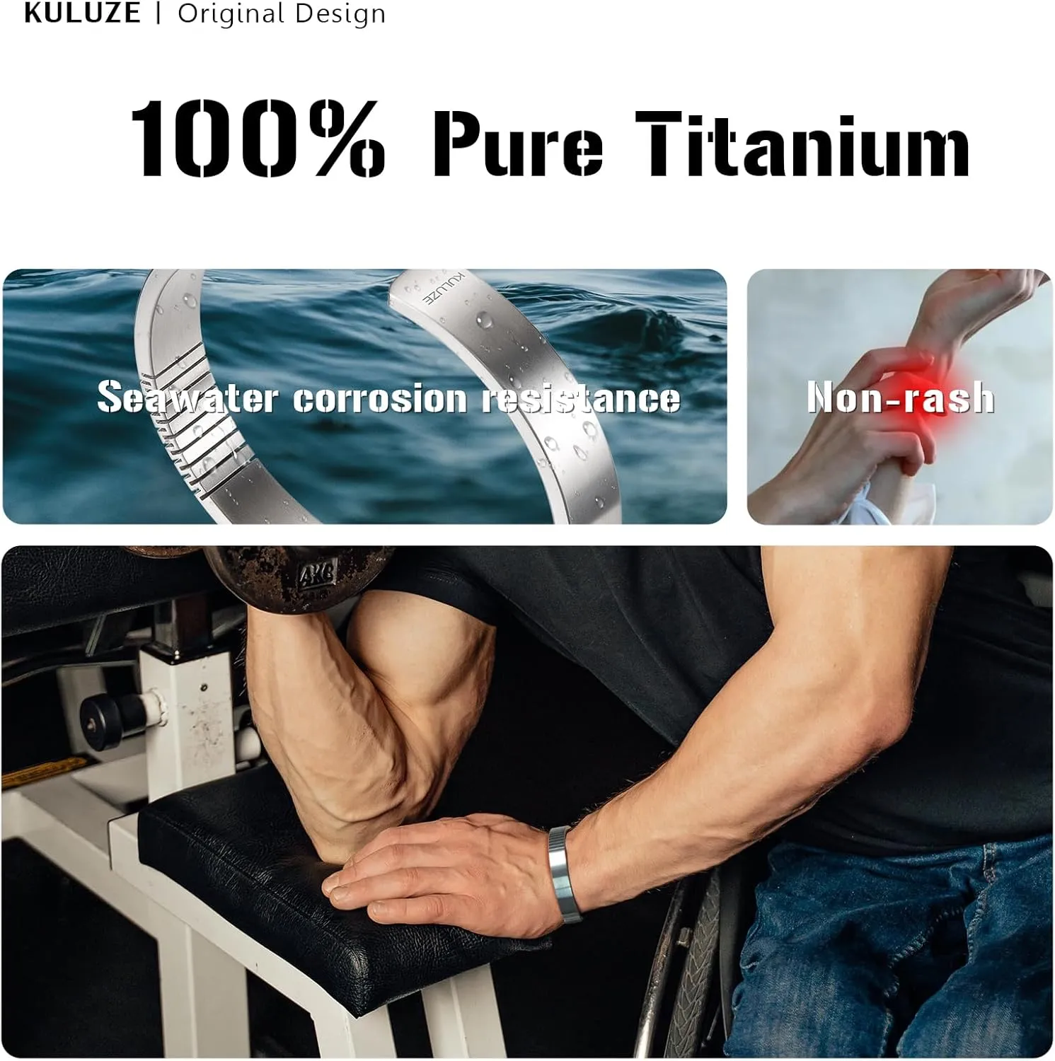 Mens Bracelet | Pure Titanium Minimalist Bracelet Designed for Men | Springy Mens Cuff Bracelet | 10MM Wide Bracelet | Gift for Him