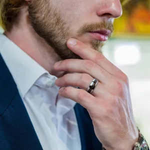 Men's Carbon Fiber Ring  Durable, Scratch-Resistant, Hypoallergenic Comfort Fit Mens Wedding Band in Stainless Steel for Engagement or Anniversary  Sizes 9-14