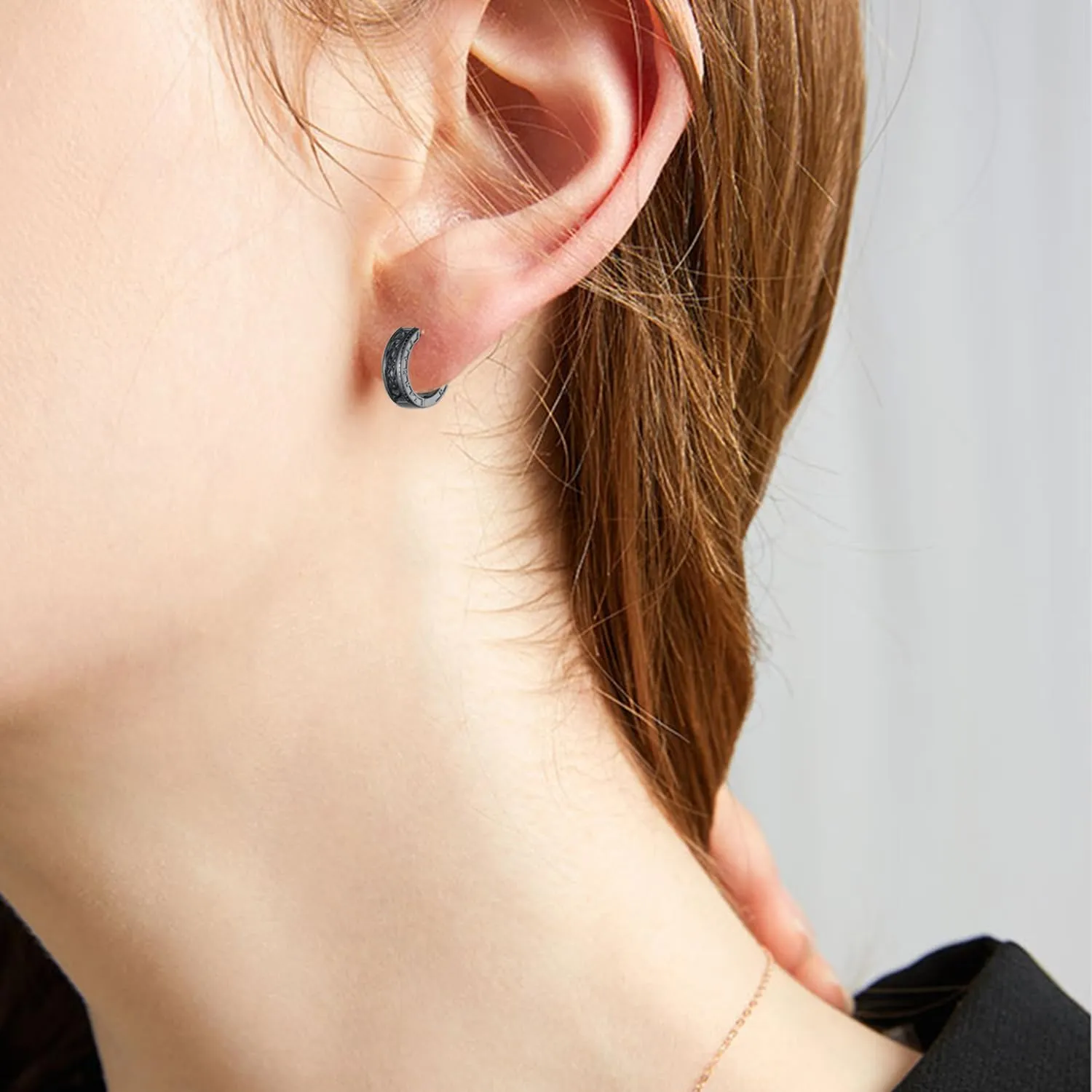 Mens Hoop Earrings 925 Sterling Silver Black Earrings for Men Viking Earrings Men