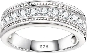 Mens Moissanite Wedding Rings 925 Sterling Silver Promise Wedding Band 1.25cttw D Color VVS1 Round Cut Size 8-13