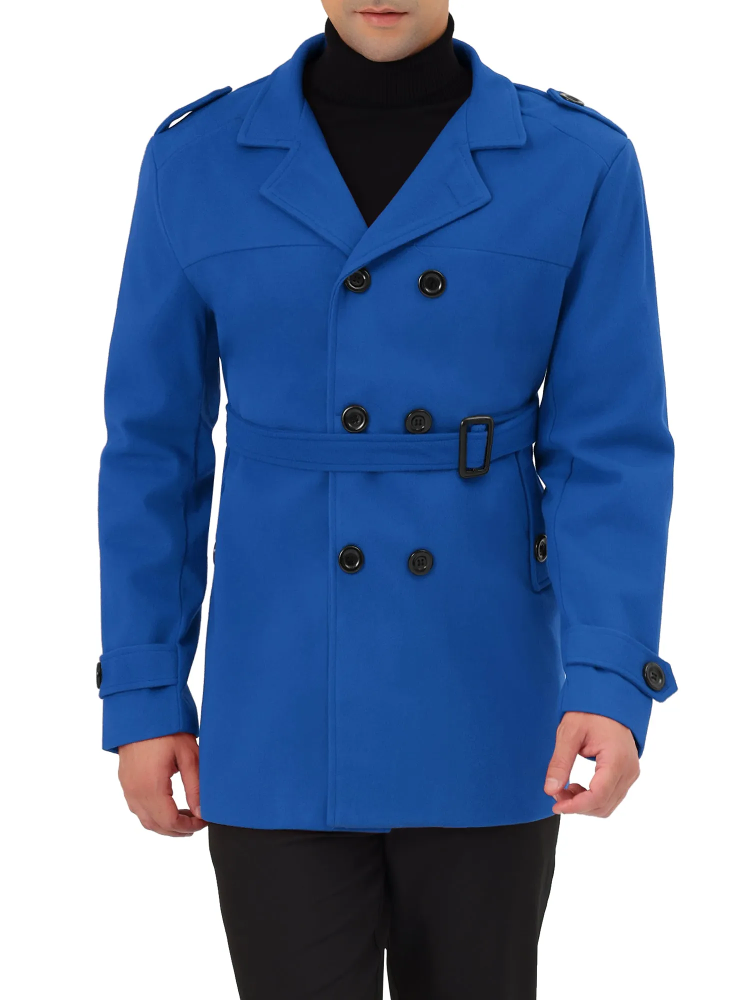 Men's Overcoat Slim Fit Double Breasted Notch Lapel Trench Coat with Belt