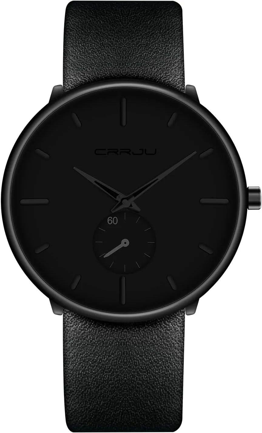 Mens Watches Ultra-Thin Minimalist Waterproof-Fashion Wrist Watch for Men Unisex Dress with Leather Band