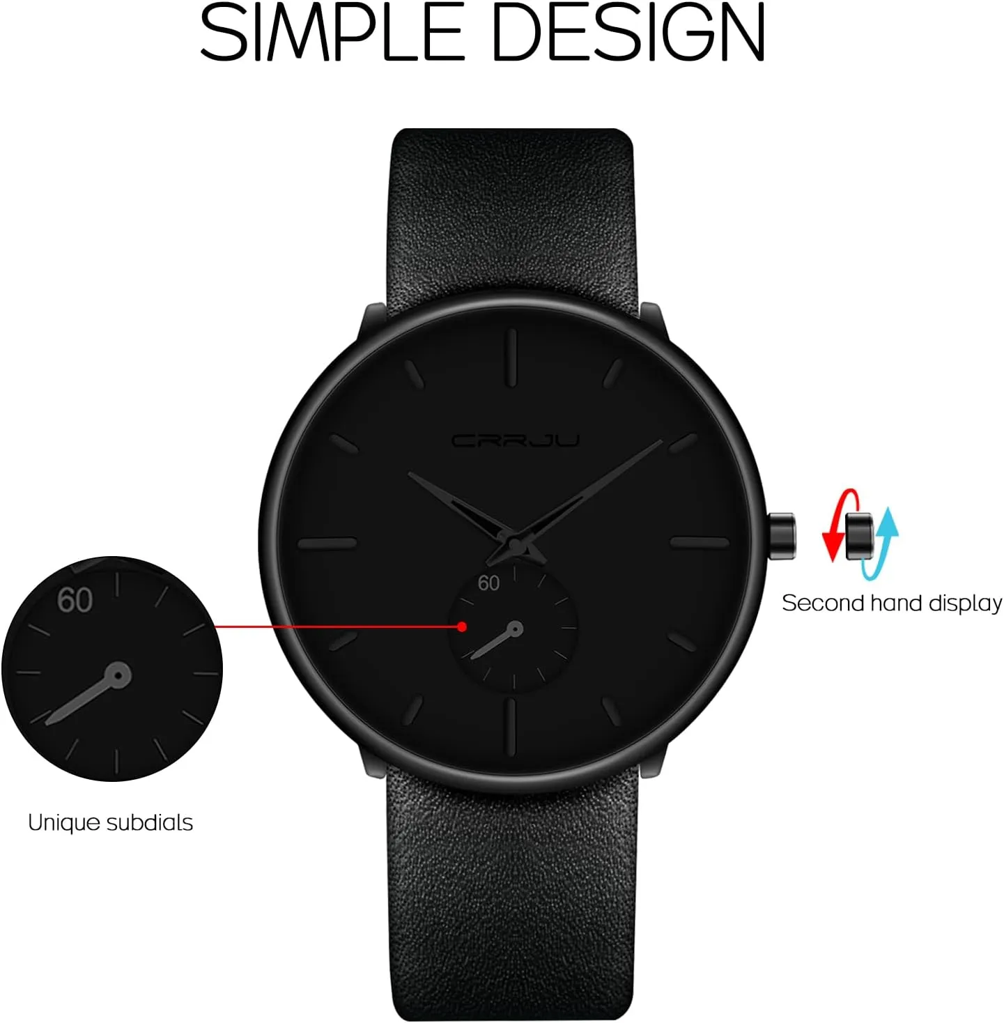 Mens Watches Ultra-Thin Minimalist Waterproof-Fashion Wrist Watch for Men Unisex Dress with Leather Band
