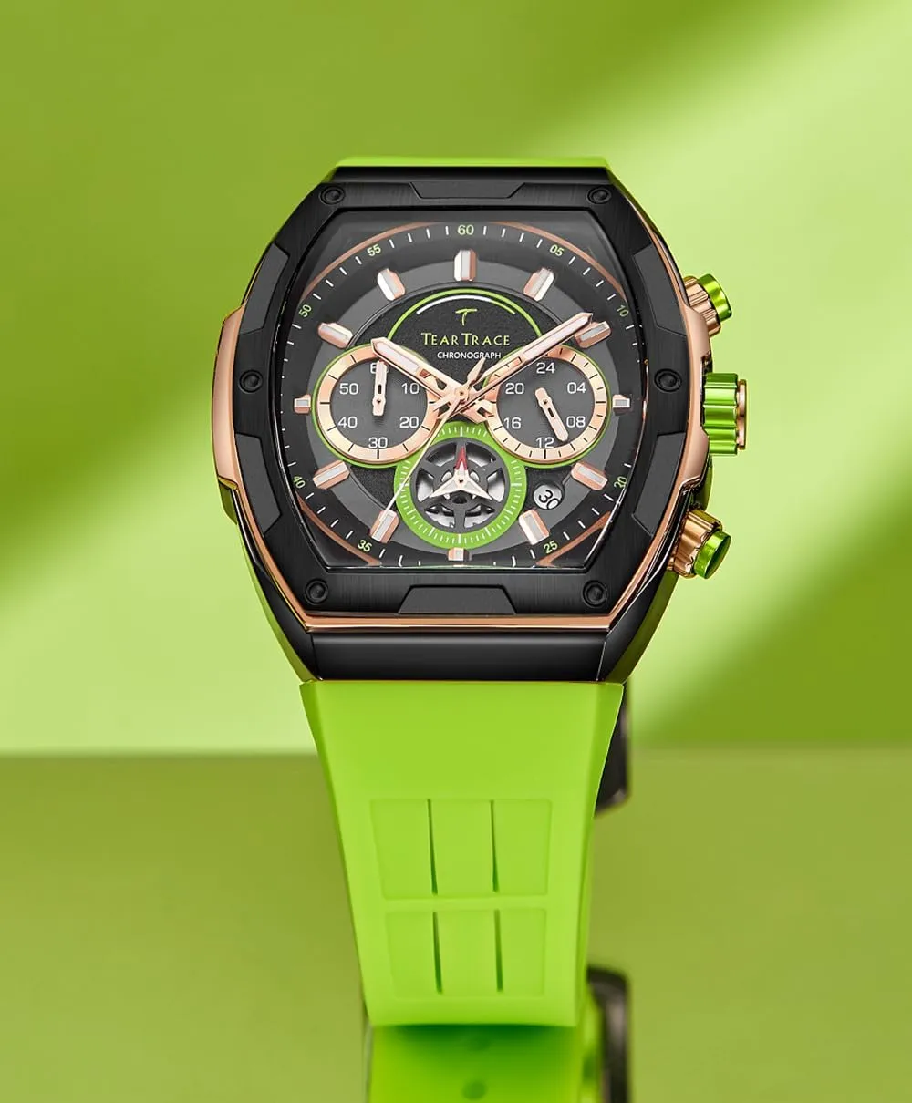 Men's Watches with Silicone Strap Analog Quartz Waterproof Chronograph Luminous Tonneau Watches for Men, Big Face Sport Work Dress Unique Wrist Watch