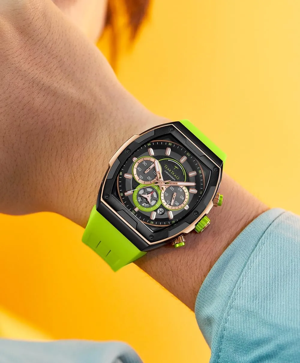 Men's Watches with Silicone Strap Analog Quartz Waterproof Chronograph Luminous Tonneau Watches for Men, Big Face Sport Work Dress Unique Wrist Watch