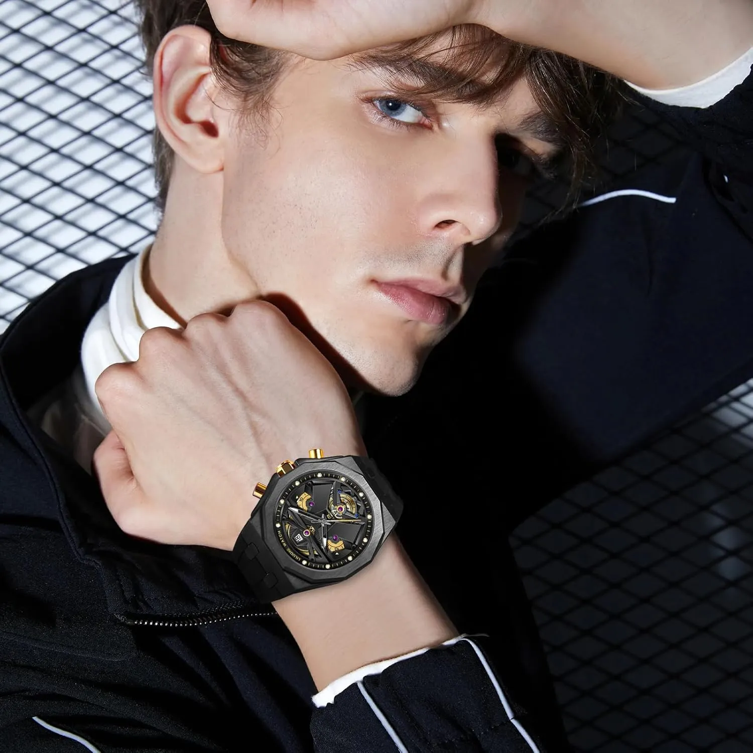 Mens Watches, Wrist Watches Luminous Design, Big Face Fashion Quartz Black Watch 30ATM, Casual Watch for Men Unique Gifts for Men