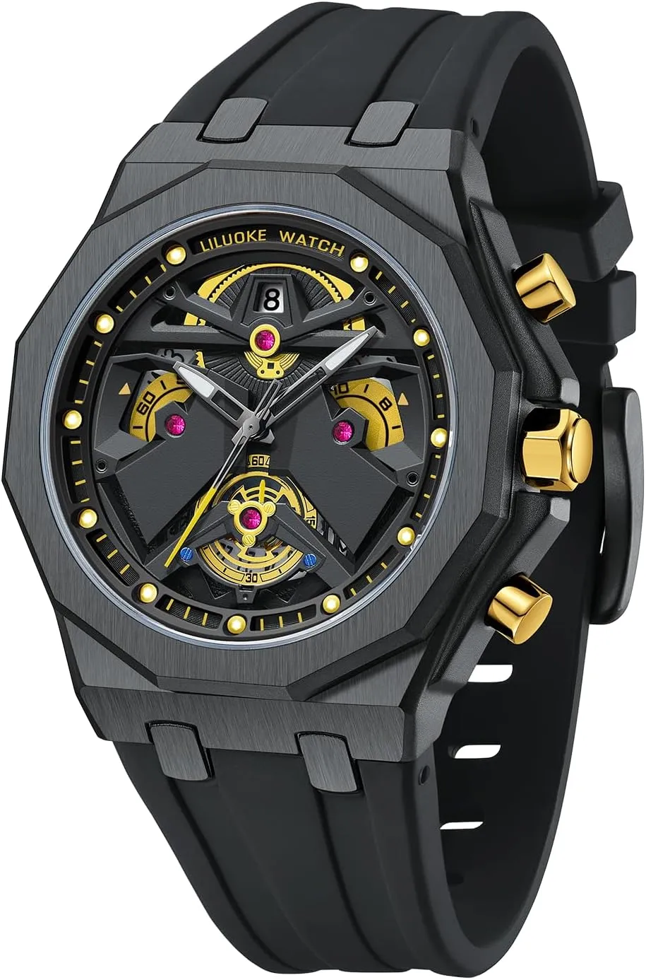 Mens Watches, Wrist Watches Luminous Design, Big Face Fashion Quartz Black Watch 30ATM, Casual Watch for Men Unique Gifts for Men