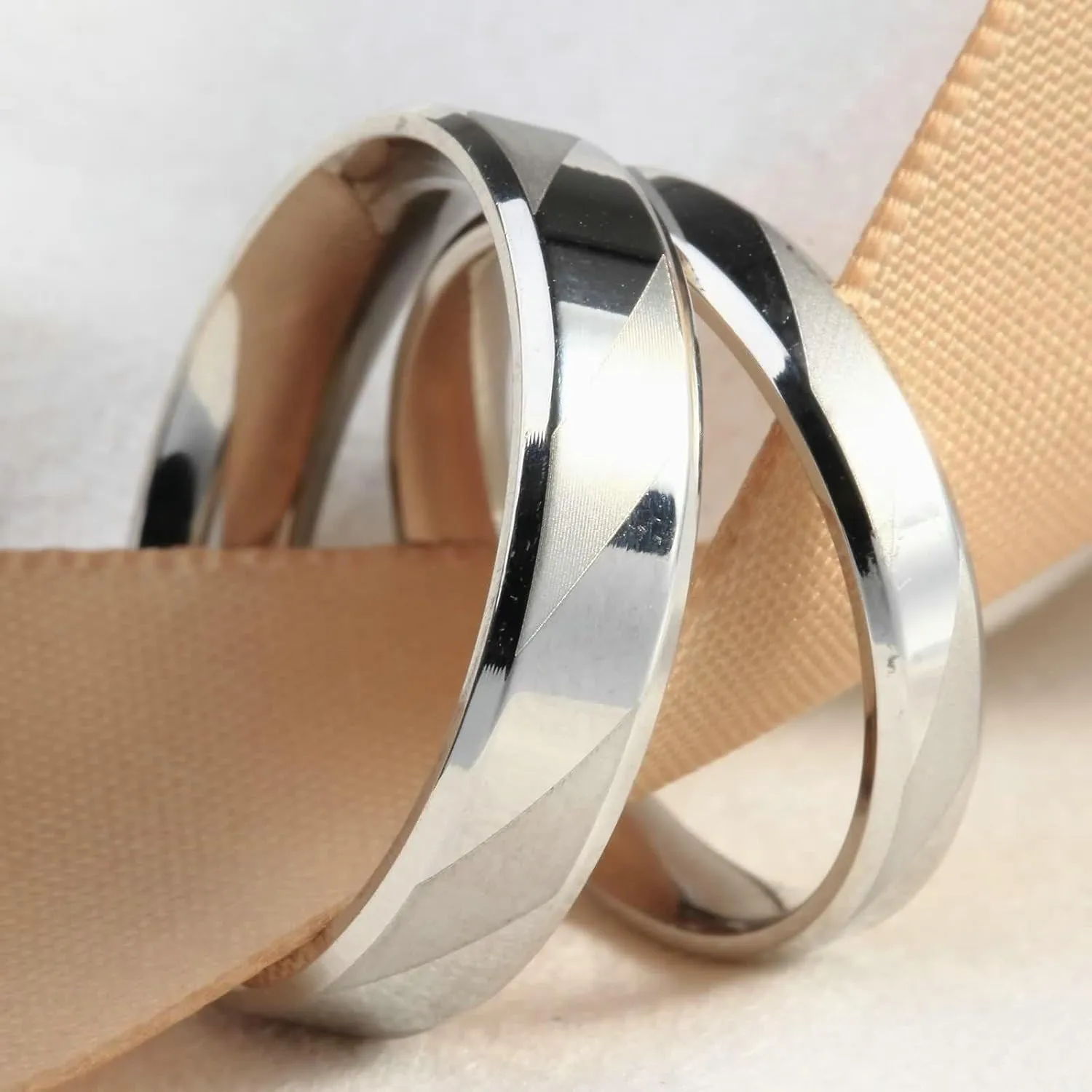 Mens Wedding Bands Matte, Wedding Bands Titanium Stainless Steel 2PCS Matte and Polished Ring with Beveled Edge Couple for Prom