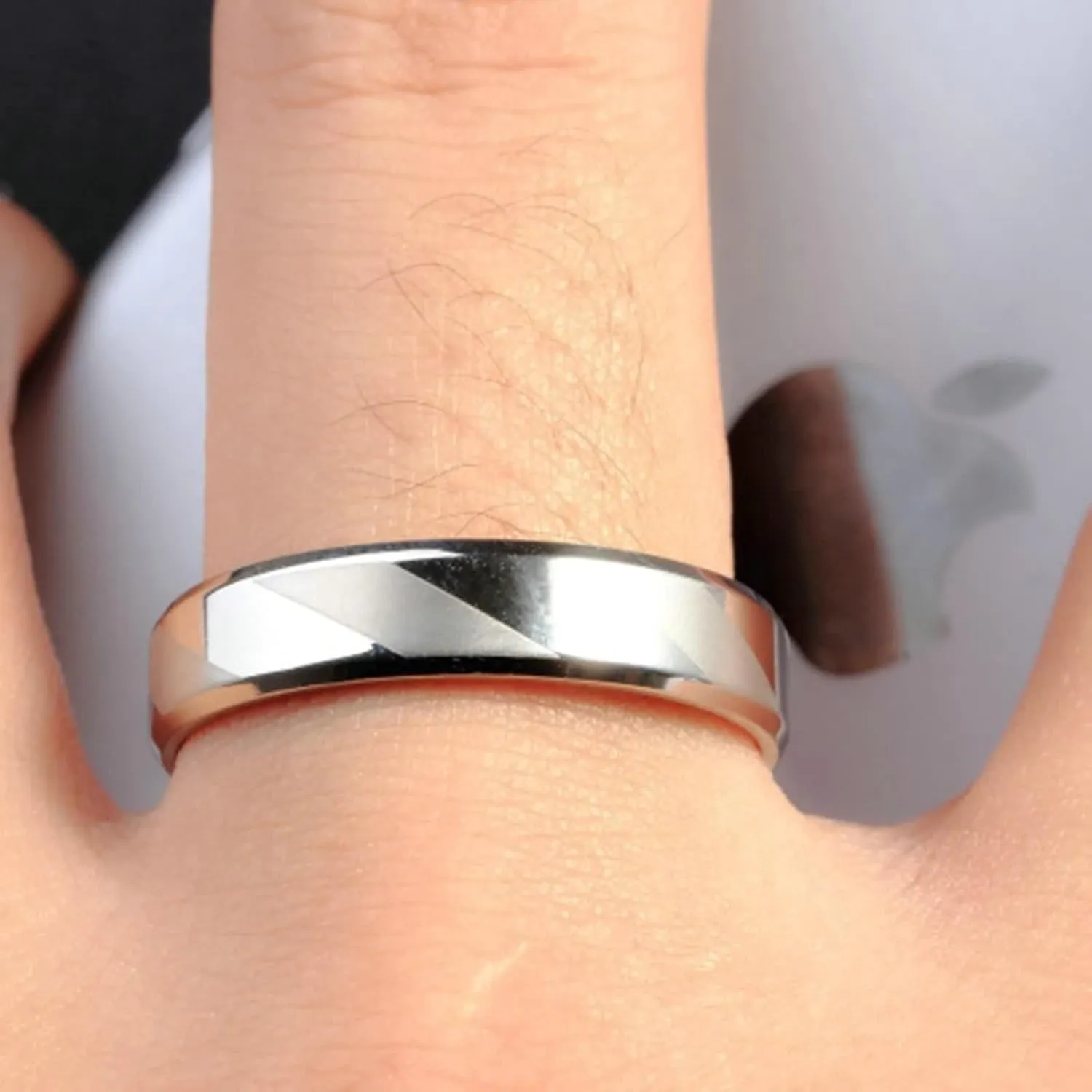 Mens Wedding Bands Matte, Wedding Bands Titanium Stainless Steel 2PCS Matte and Polished Ring with Beveled Edge Couple for Prom