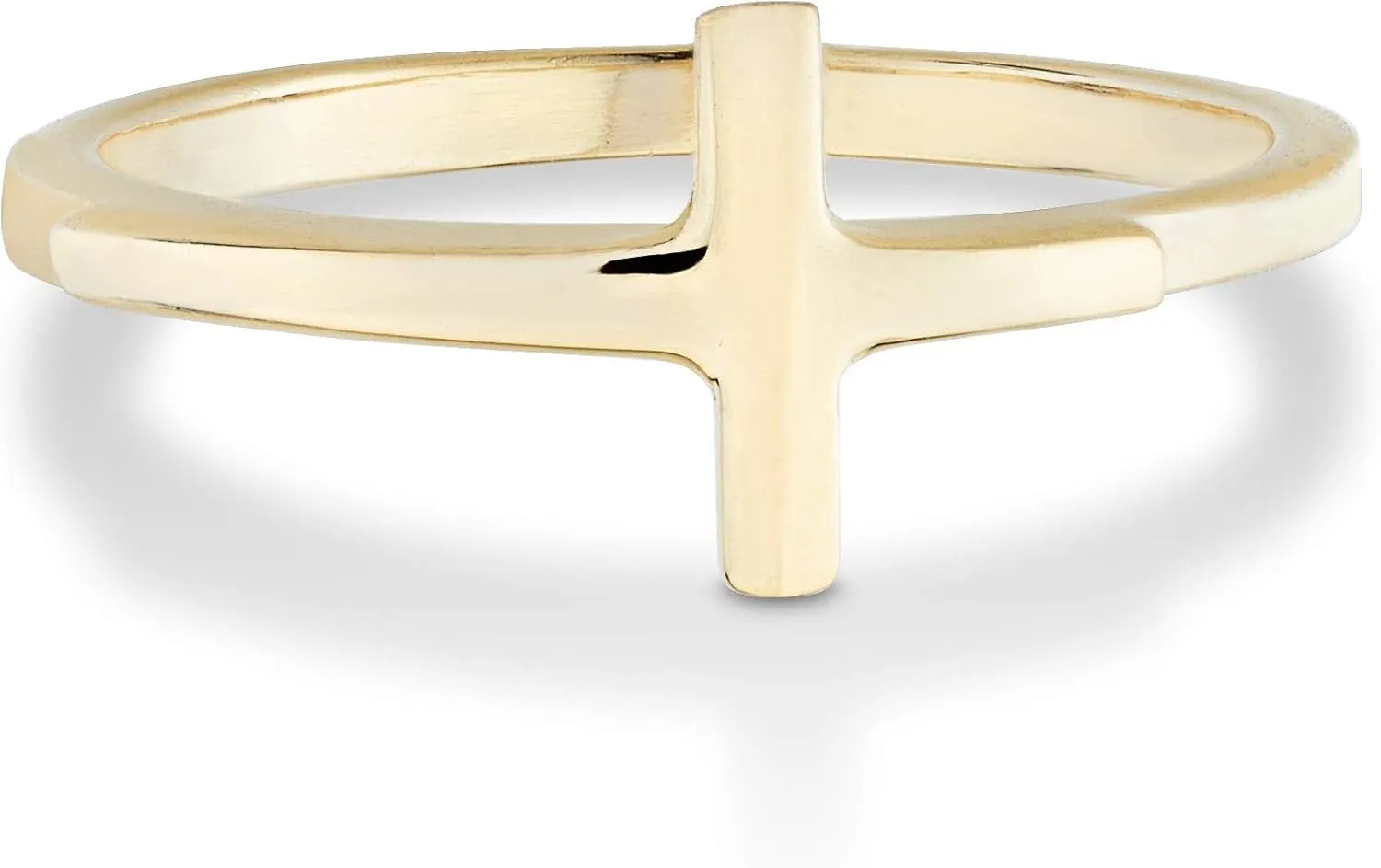 Miabella 925 Sterling Silver or 18K Gold Plated Sideways Cross Ring for Women Made in Italy