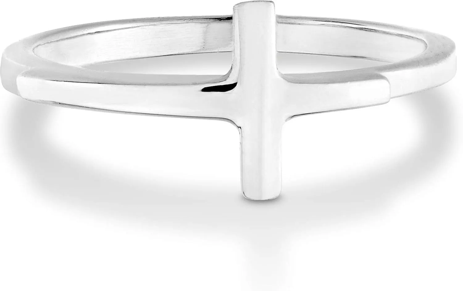 Miabella 925 Sterling Silver or 18K Gold Plated Sideways Cross Ring for Women Made in Italy